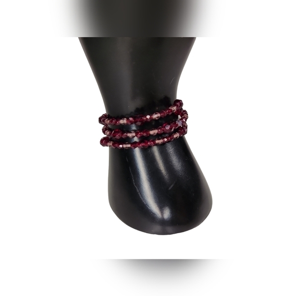 Ruby Red Spiral Memory Wire Bracelet - Picture 1 of 6